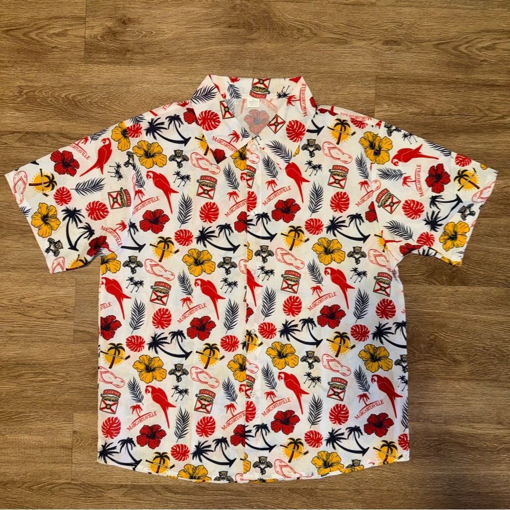 New Margaritaville Florida Panthers Hockey Shirt Button Short Sleeve Mens XL